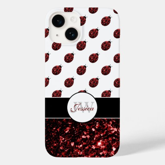 Coques Case-Mate iPhone Monogramme rouge foncé coccinelle faux parties sci (Verso)