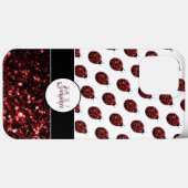 Coques Case-Mate iPhone Monogramme rouge foncé coccinelle faux parties sci (Verso (horizontal))