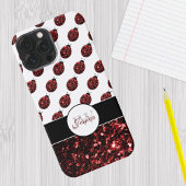 Coques Case-Mate iPhone Monogramme rouge foncé coccinelle faux parties sci