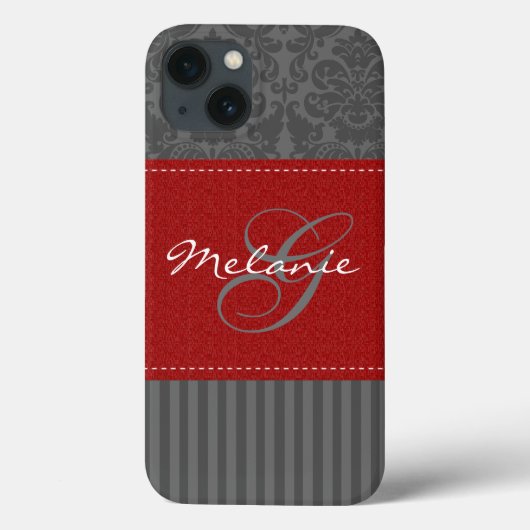 Coques Case-Mate iPhone Monogramme rouge, gris Damask Stripe iPad Air Case (Verso)