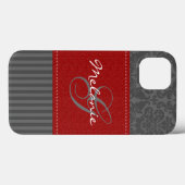 Coques Case-Mate iPhone Monogramme rouge, gris Damask Stripe iPad Air Case (Verso (horizontal))