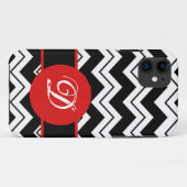 Coques Case-Mate iPhone Monogramme rouge initial noir blanc Chevron ZizZag (Dos (Horizontal))