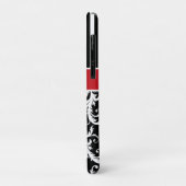 Coques Case-Mate iPhone Monogramme rouge noir blanc rayé Damas (Dos/Gauche)