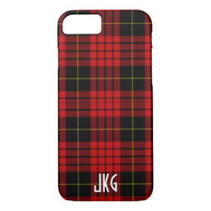 Coques Pour iPhone Monogramme rouge, noir et jaune fait sur commande