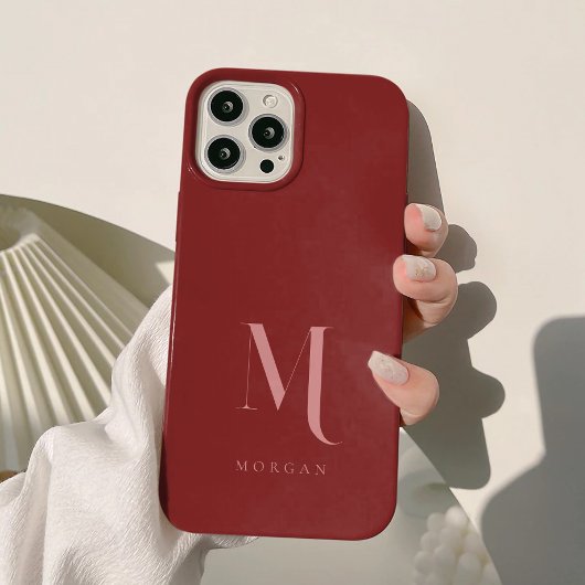 Coques Case-Mate iPhone Monogramme rouge profond élégant et minimal