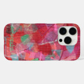Coques Case-Mate iPhone Monogramme rouge rose vert bleu abstrait patern. (Verso (horizontal))