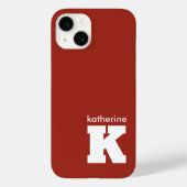 Coques Case-Mate iPhone Monogramme rouge rubis moderne Nom initial (Verso)