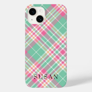 Coque Pour iPhone 14 Monogramme rouge violet-beige rustique