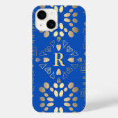 Coques Case-Mate iPhone Monogramme Royal Blue Gold Motif (Verso)