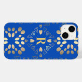 Coques Case-Mate iPhone Monogramme Royal Blue Gold Motif (Verso (horizontal))