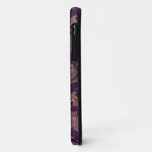 Coques Case-Mate iPhone Monogramme Royal Purple Gold Damask (Dos/Gauche)