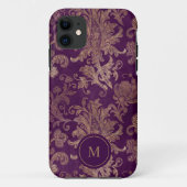 Coques Case-Mate iPhone Monogramme Royal Purple Gold Damask (Dos)