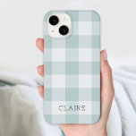 Coques Pour iPhone Monogramme Rustique Blue Buffalo Check<br><div class="desc">Le buffle rustique moderne vérifie la boîte de téléphone d'impression plaid personnalisée avec votre nom monogramme ou autre texte personnalisé. Cliquez sur le bouton Customiser pour ajouter votre propre texte et en créer un unique de conception.</div>