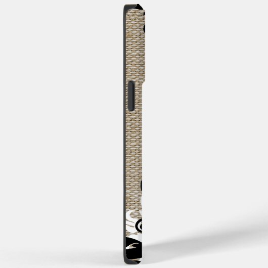 Coques Case-Mate iPhone Monogramme rustique de Burlap (Verso / Droite)