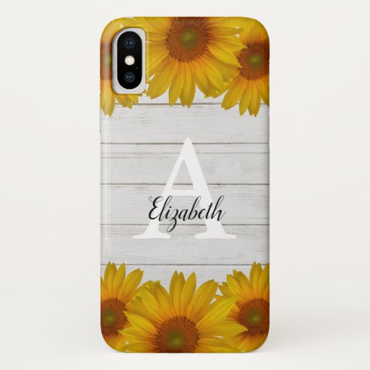 Coques Case-Mate iPhone Monogramme rustique des tournesols | (Dos)