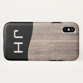 Coques Case-Mate iPhone Monogramme rustique en bois à deux lettres (Dos (Horizontal))