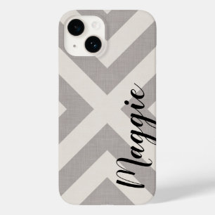Coques Pour iPhone Monogramme rustique gris X Chevron