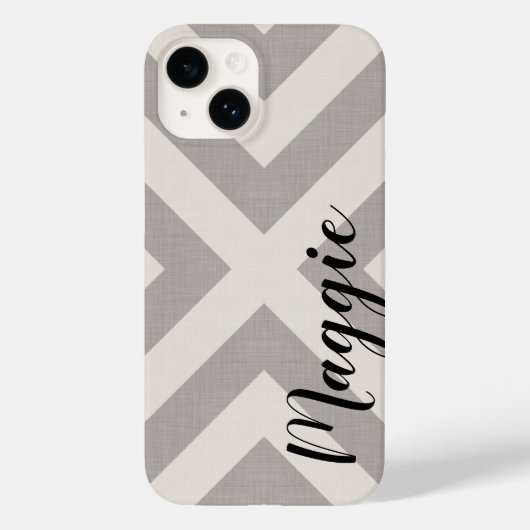 Coques Case-Mate iPhone Monogramme rustique gris X Chevron (Verso)