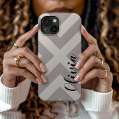Coques Case-Mate iPhone Monogramme rustique gris X Chevron