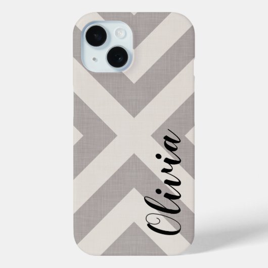 Coques Case-Mate iPhone Monogramme rustique gris X Chevron (Verso)