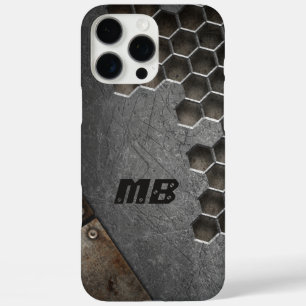 Coques iPhone 16 Pro Max Monogramme Rustique Grunge Masculin Personnalisé