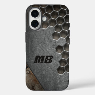 Coques iPhone 16 Monogramme Rustique Grunge Masculin Personnalisé