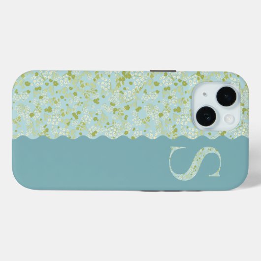 Coques Case-Mate iPhone MONOGRAMME S ACQUA PETITES FLEURS Cas (Verso (horizontal))