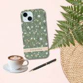 Coques Case-Mate iPhone Monogramme Sage Vert Jaune Blanc Fleurs sauvages B