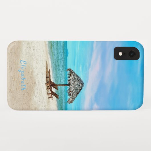 Coques Case-Mate iPhone Monogramme Scène de plage de sable tropical (Dos (Horizontal))