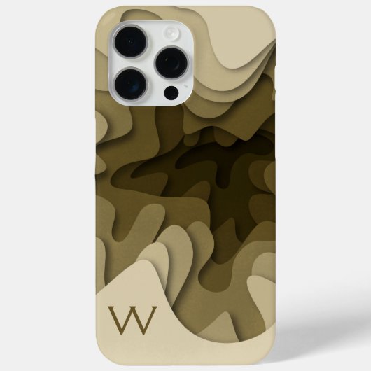 Coques Case-Mate iPhone Monogramme Sepia Brown Moderne Abstrait (Verso)