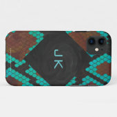 Coques Case-Mate iPhone Monogramme serpent impression Brown et Turquoise (Dos (Horizontal))