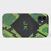 Coques Case-Mate iPhone Monogramme Serpent vert et noir (Dos (Horizontal))