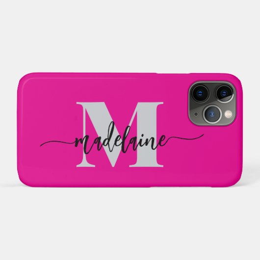 Coques Case-Mate iPhone Monogramme Silver rose noir personnel (Dos (Horizontal))