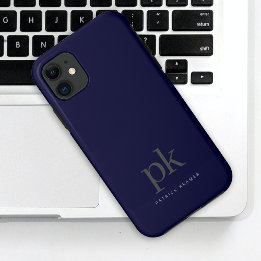 Case-Mate iPhone Case Monogramme simple bleu foncé moderne minimaliste