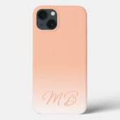 Coques Case-Mate iPhone Monogramme simple et élégant doux de pêche (Verso)