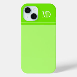 Coque Pour iPhone 15 Monogramme simple et jolie chaux vert rayé