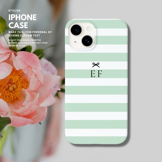 Coques Case-Mate iPhone Monogramme simple et minimaliste à bande verte