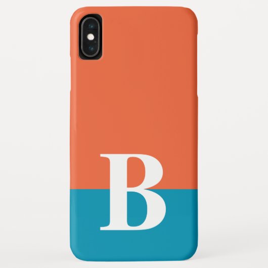Coques Case-Mate iPhone Monogramme Simple Moderne Orange Bleu (Dos)