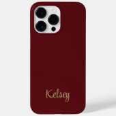 Coques Case-Mate iPhone Monogramme simple moderne rouge et or Nom (Verso)