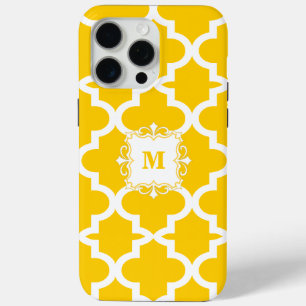 Coque iPhone 15 Pro Max Monogramme simple Motif jaune
