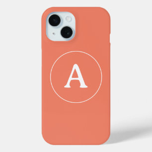 Coque Pour iPhone 15 Monogramme simple personnalisé Orange