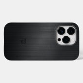 Coques Case-Mate iPhone Monogramme simple Texture d'aluminium brossé noir (Verso (horizontal))