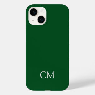 Coque Pour iPhone 14 monogramme simple vert foncé
