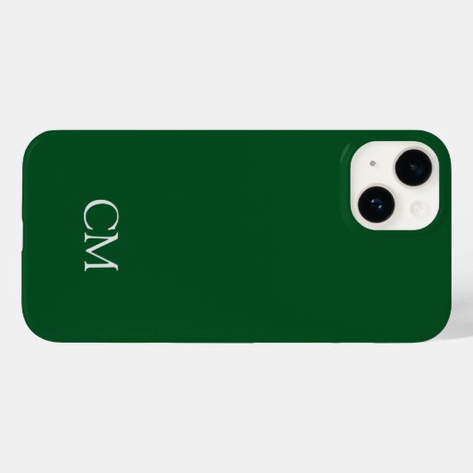 Coques Case-Mate iPhone monogramme simple vert foncé (Verso (horizontal))