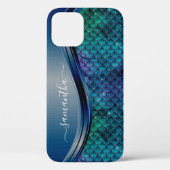 Coques Case-Mate iPhone Monogramme Sirène Échelle bleu marine violet (Verso)