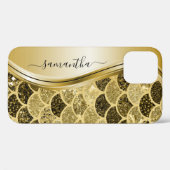 Coques Case-Mate iPhone Monogramme Sirène Échelle Parties scintillant Or j (Verso (horizontal))
