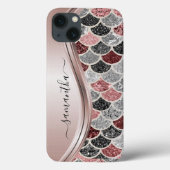 Coques Case-Mate iPhone Monogramme Sirène Échelle Parties scintillant rose (Verso)