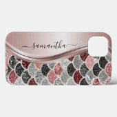 Coques Case-Mate iPhone Monogramme Sirène Échelle Parties scintillant rose (Verso (horizontal))