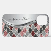 Coques Case-Mate iPhone Monogramme Sirène Échelle Parties scintillant rose (Verso (horizontal))