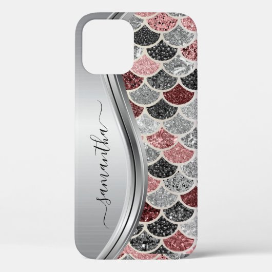 Coques Case-Mate iPhone Monogramme Sirène Échelle Parties scintillant rose (Verso)